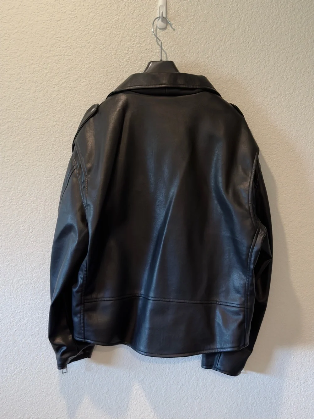 Mango Faux-Leather Oversized Biker Jacket - Black - XXL